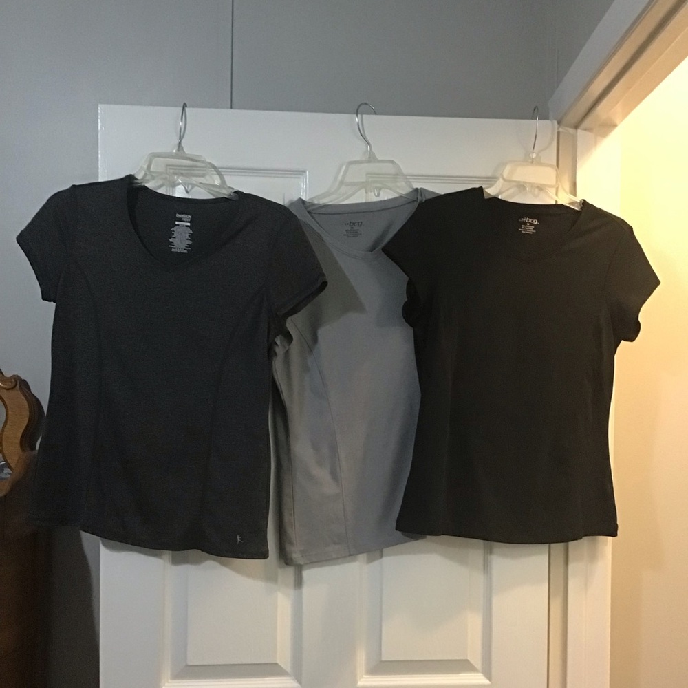 Danskin Short Sleeve Tees in Black, Charcoal, Gray - 3-Pack